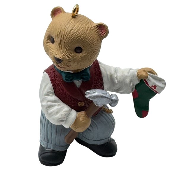 Hallmark 1993 Bearinger Bear Family Christmas Ornaments Set Of 4 Holiday - Picture 6 of 10